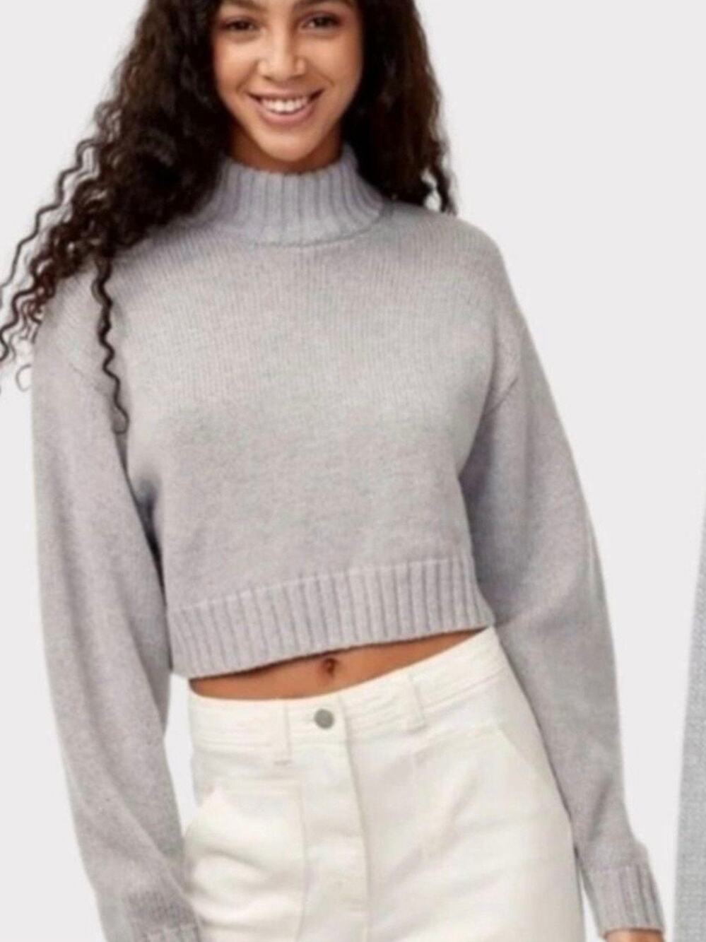 Aritzia Wilfred Free cropped sweater merino wool grey size small